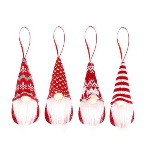 OIXYEY 8 Gnomes en Bois pour Décoration Sapin de Noël, Figurines Suspendues Main-Faites avec Chapeaux Tricotés, Création d'Ambiance Festive pour Cadeau Familial Magique