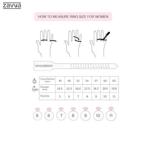 ZAVYA 925 Sterling Silver Designer Cubic Zirconia CZ Leaves Rhodium Plated Adjustable Ring | Gift for Women & Girls | With Certificate of Authenticity & 925 Hallmark - Image 4