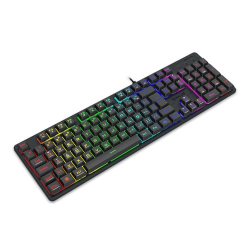 Teclado Membrana Gamer Redragon Netherbane Iluminação Rainbow Preto ABNT2 K521-R PT