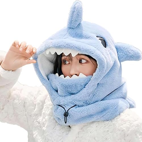 Cute Shark Hat Ski Mask for Men and Women Cycling Ski Climbing Ski Helmet Cover (Blue,One Size)