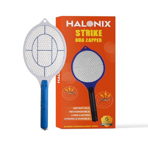 Image of Halonix Bug Zapper Anti-Mosquito Racquet, Insect Killer Bat with Rechargeable 400 mAh Battery | Mosquito bat | Fly swatter | Blue