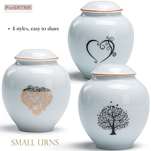 PIOSRTRR Ceramic Small Keepsake Urns for Human Ashes-Set of 4 Cremation Mini Urns for Adult/Pet, Green, Small Urns Set of 4 - Image 3