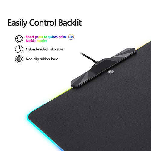 Motospeed Rgb Gaming Mouse Pad -Led Lighting Effects,Wired,Hard Surface Gamer Mouse Mat For Laptop Computer Pc Games(13.8X9.8 Inch) #TOP1