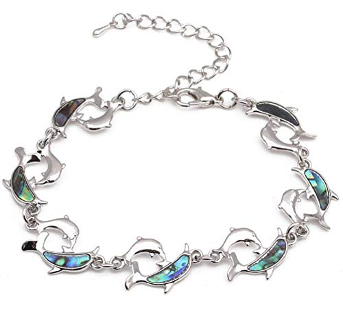 Weishu Fashion 925 sterling silver abalone shell cute animal dolphin cuff bracelet bracelet female jewelry adjustable bracelet