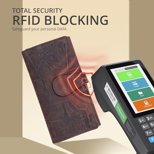 Image of Real Leather Women Wallet Leather with RFID Blocking -Trifold Card Holder Designer Ladies Clutch with ID Window Wallets