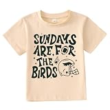 KEKEMI Toddler Boy Girl Football Game Day Shirt Sundays are for The Birds T-Shirt Ballgame Outfit Sport Tee Football Fan Tops(Beige,2-3T)
