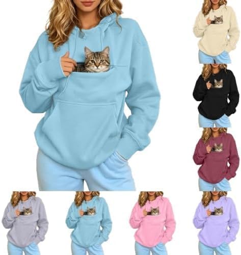 Hoodie with Pet Pouch, Oversized Dog Carrier Hoodie for Small Dogs & Cats, Lightweight Fleece Sweatshirt with Kangaroo Pocket
