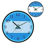 Leuchtende sprachaktivierte Wanduhr, batteriebetrieben, leise, nicht tickende Uhr, Nicaragua-Flagge, Nicaraguanisches Nationalblau, 30,5 cm, dekorativ für Küche, Büro, Badezimmer, Schlafzimmer, Reloj