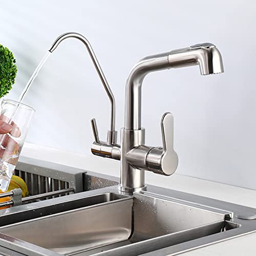 Robinetterie cuisine 3 voies en laiton brossé de qualité supérieure