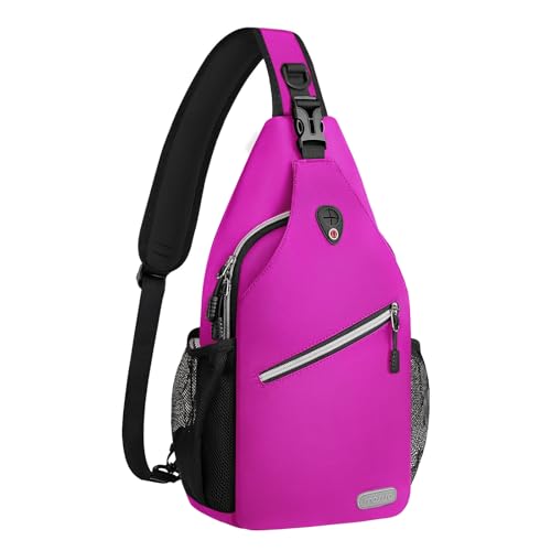 MOSISO Sling Backpack, Multipurpose Crossbody Shoulder Bag Travel Hiking Daypack, Rose Red, Medium