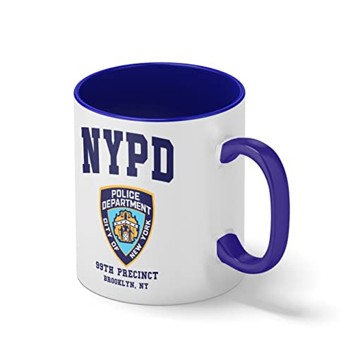 Brooklyn 99 New York Police Nine Nine Precinct Blanc tasse de café avec le bleu et poignée Rim Mug