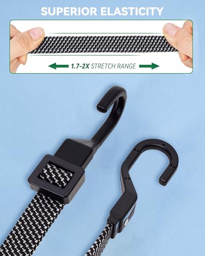 Image of 24 inch Flat Adjustable Bungee Cords with Hooks, 3X Faster to Adjust the Length