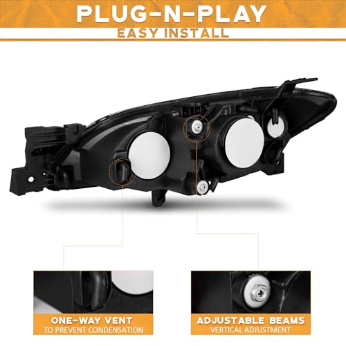 WEELMOTO 2004–2009 Mazda 3 Sedan Headlights | OEM Projector Replacement - Image 5