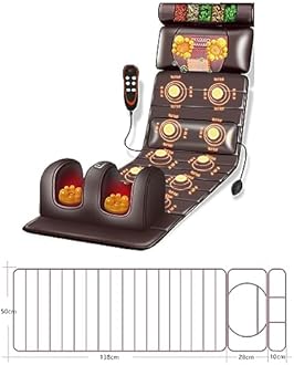 ROLTIN Massage Mat with Heat 10 Vibrating Nodes Full Body Massage Mat with Adjustable Pillows Heating Pads, Full Body Massager for Neck and Back Muscle Relaxation Massage Cushion (, Brown