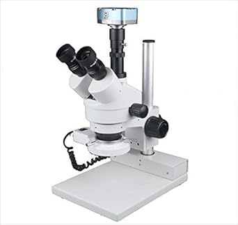 Radical 3.5-45x 165mm Working Distance Zoom Stereo Trinocular Digital Microscope w Camera & Circular LED Ligh for PCB Electronics Weld Repairt
