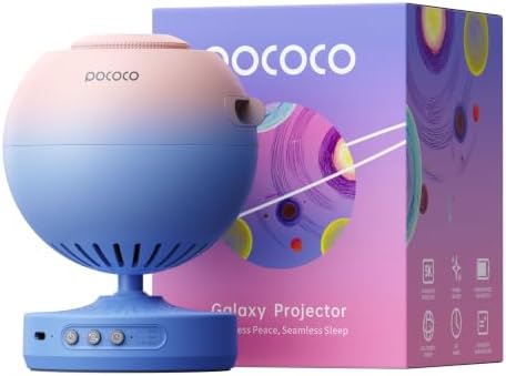 POCOCO Sternenhimmel Planetarium Projektor,5K-Galaxie-Discs,Blau-Rosa | 6-h-Akku, Wechsel-Discs, 3 Timer-Modi, sanftes Licht zum Einschlafen, Lernen, Meditieren, Stressabbau und Ve