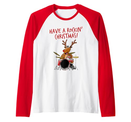 Batería de Navidad, Have A Rockin' Christmas, Tambores Camiseta Manga Raglan