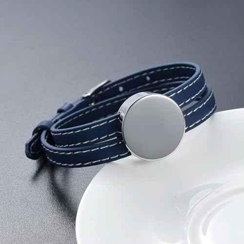 Bracelet commémoratif en acier inoxydable et cuir - Cadeau mixte de 20 cm
