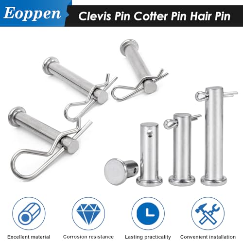 Image of 132Pcs Clevis Pin Cotter Pin Hair Pin Assortment Kit - 304 Stainless Steel 15 Sizes Cotter Pin & R Clips Pin Zinc-Plated Single Hole Flat Head Clevis Pins