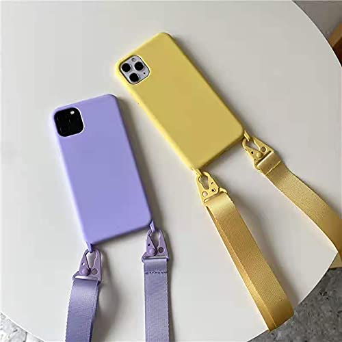 CQUUKOI Para iPhone 15, capa de telefone transversal com alça de ombro capa de silicone macio com co