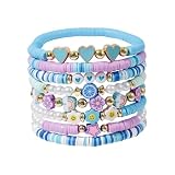 Qubitly 8 PCS Friendship Bracelets, Colourful Bracelets, Bead Bracelet, Soft Clay Bracelet for Girls, Friendship Gifts for Theme Parties Travel Daily Wear
