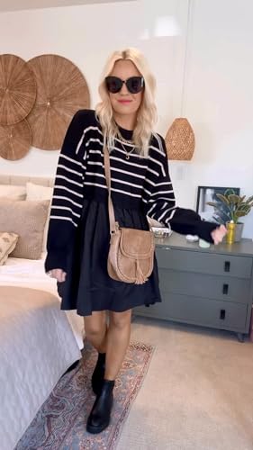 Womens Oversized Sweater Dress Spring Fall Trendy Long Sleeve Crewneck Pullover Tops Relaxed Fit Sweatshirts Mini Dresses4