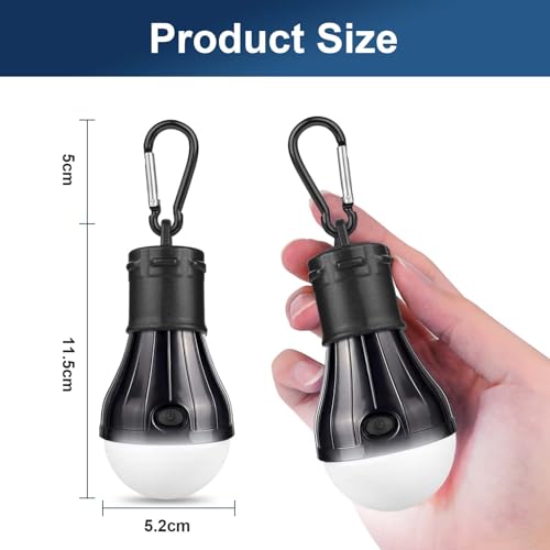 Flintronic 5 Stücke Campinglampe, LED Camping Lampe LED Camping Laterne Zeltlampe Glühbirne , Camping Licht mit Karabiner, Notlicht , Camping Lampen für Abenteuer, Angeln, Stromausfall Wasserdicht