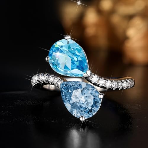 Toi et Moi Rings For Women, Sterling S925 Silver 2 Two Double Birthstone Rings For Wife, Personalized Rings Mother Daughter Ring Sisters Ring Couple Ring Engagement Ring Wedding Rings2