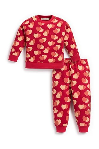 monica + andy Sporty Sweatsuit, Size 18-24 Months, Flutter Hearts, 100% Organic Baby Clothes for Girls, Sustainable Super Soft Cotton, Sizes for Kids, Toddler & Infant