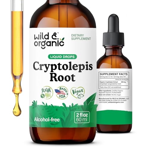 Wild & Organic Cryptolepis Sanguinolenta Tincture - Detox & Immune Support Supplement - 1-Month Supply - Cryptolepis Extract Liquid Drops - Vegan Sugar & Alcohol-Free - 2 fl oz