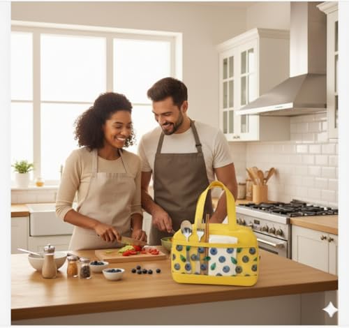 Image of Insulated Lunch Bag Leakproof Tote for Work, School, Travel, and Picnics Perfect for Women and Men(Black) Nylon, 16.2 Liters (Yellow)