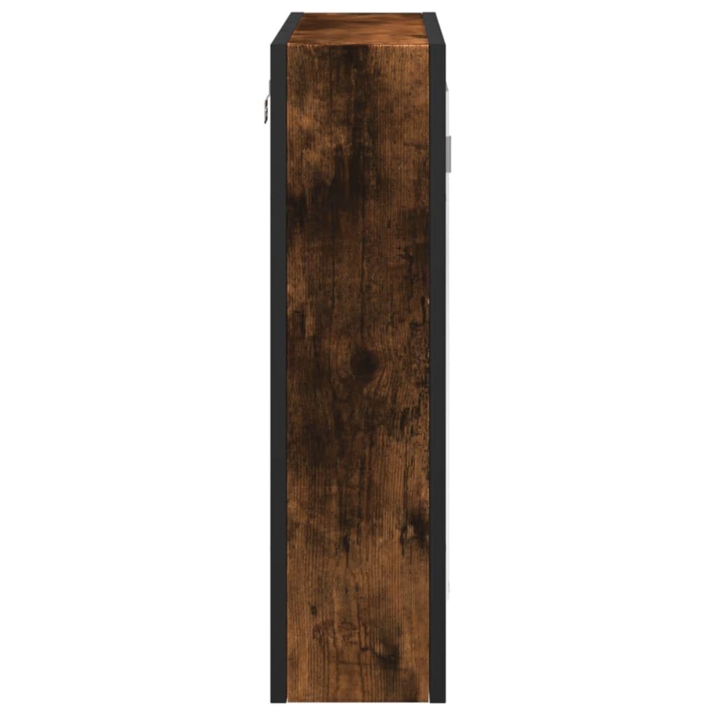 Générique Spiegelschrank für Badezimmer, Raucheiche, aus Holz, schlichtes Design mit Wandaufbewahrung für Toilettenartikel, klarer Spiegel, nicht verformt, für Make-up und Rasur