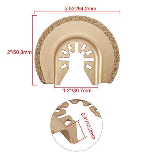 HighFree Semicircle Carbide Oscillating Blade, 2-1/2-Inch(64mm) Multi Tool Quick Release Oscillating Saw Blade Compatible with Bosch Chicago Craftsman Dewalt Dremel Fein and more (Pack of 5)
