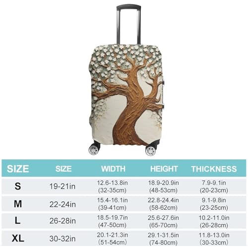 Tree Printed Luggage Cover, Elastic Luggage Protector Fits 19-32in Suitcases, Washable & Anti-Scratch Suitcase Cover for Men Women M2