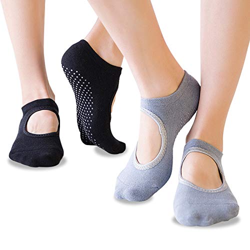 Koccido 6 Pairs Non Slip Yoga Socks For Women,Anti-Skid Socks For Pilates, Barre,Dance,Yoga Socks With Grips Ballet Socks 1 Size #TOP2
