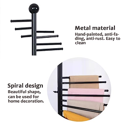Freestanding Metal Scarf Holder Organizer With Spiral Design, Belt Shawl Hijab Hanger For Clothing Store Commercial Home Display Rack, Space Saving Shelves (42X170Cm/17X67In, Black) #TOP3