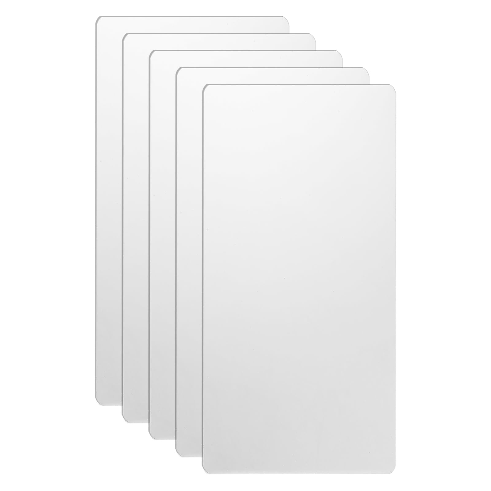sourcing map 5pcs Metal Business Card 80 x 40 x 0.5mm 304 Stainless Steel Mirror Laser Engraving Cards Custom Blanks CNC Engraving Sheets for House Office DIY Gift Invitations, White
