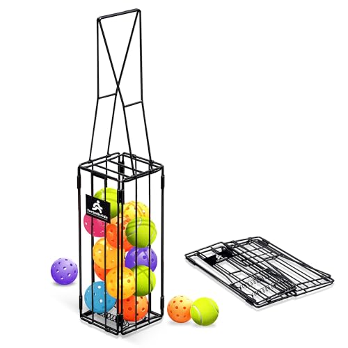 TurboStride Foldable Tennis Ball Hopper Basket