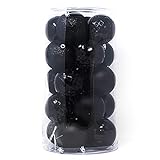 allgala 3 Inch (8CM) Large Christmas Ornament Balls for Xmas Tree-4 Style (Pack of 20, Black)