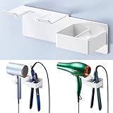LOXSUN Soporte para secador de pelo y plancha, sin taladrar, universal, metal de, resistente al agua y óxido, ahorro de espacio