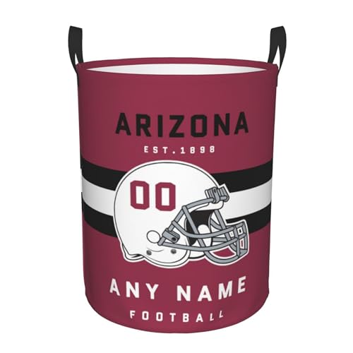 GYJVYH Custom Arizona Laundry Hamper - Personalized Football Style Laundry Basket - Customized Name and Number - Dirty Clothes Hamper Waterproof Large Capacity Hamper for Bedroom Bathroom Living Room