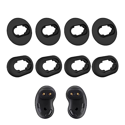 EarBuds Ear Tips 4 Pairs Silicone Black Small and Large Size Wireless Bluetooth Headphones Earbuds Sets Anti-Slip Replacement Earbuds Accessories Compatible with Samsung Galaxy Buds Live Earphones