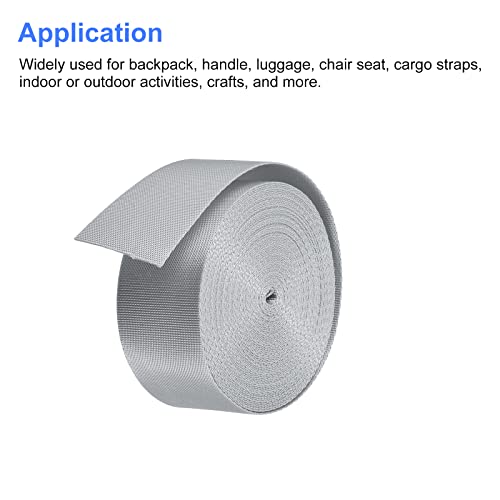 Image of Nylon Webbing Strap, 10 Metres, 1 inch /1.5 inch /2 inch Width, 0.7 mm Thickness (Grey, 2 inch)