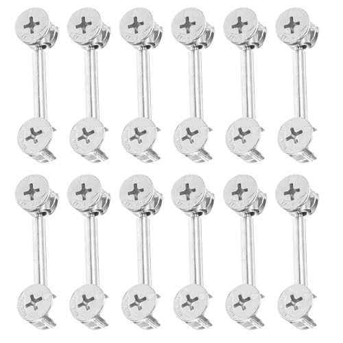 VANZACK Kit de 20 Connecteurs à Came pour Meubles Métalliques Raccords de Fixation Vis Double Tête 48 MM Ferrures de Liaison en Zinc pour Assemblage D’Armoires et Meubles Modulaires