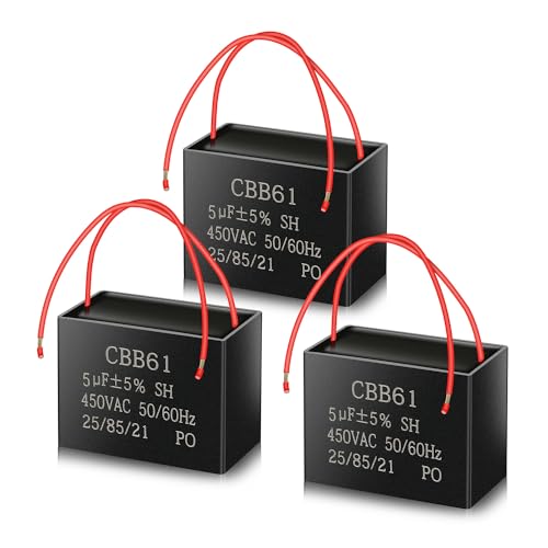 CBB61 450V AC 5uf 50/60HZ Condensador de arranque,Condensador de motor AC para ventiladores de techo,ventiladores,campanas extractoras ANGEEK(3 PCS)