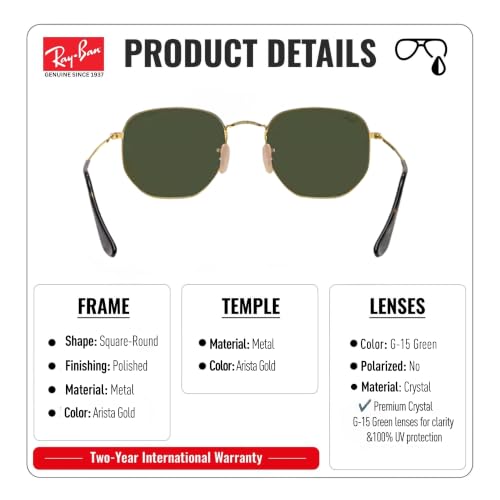 Image of Ray-Ban RB3548N HEXAGONAL FLAT LENSES Sunglasses w /Official Eyewear Kit