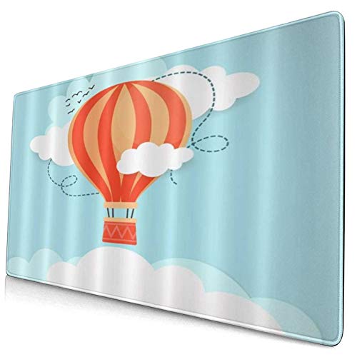Gaming Mauspad 750x400x3mm Weiße Wolke Heißluftballon Herde der Vögel Office Mauspad rutschfeste Mousepad für PC,Computer und Laptop
