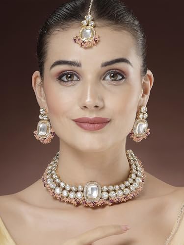 Image of Karatcart Polki Kundan Jewellery Set for Women