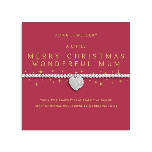 Joma Jewellery CHRISTMAS A LITTLE MERRY CHRISTMAS WONDERFUL MUM Silver Plated Bracelet 17.5cm stretch