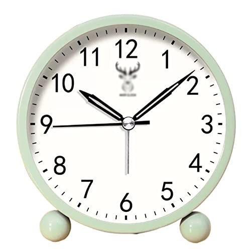 Despertadores Reloj despertador analógico de 4 pulgadas con pilas, pequeño reloj de mesita de noche silencioso con luz nocturna, funciona con pilas, for sala de estar, dormitorio, mesita de noche, esc